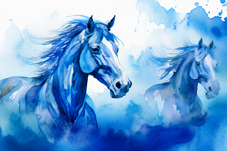 Blue horses running