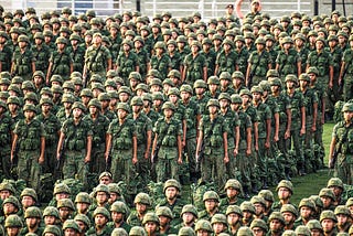 A large group of soldiers standing at attention