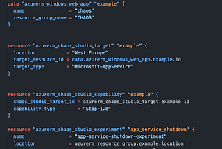 Azure Chaos Studio terraform properties