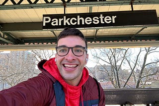 Ben in front of the station sign at Parkchester, station #344