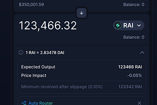 Current scale of RAI: Comparison of trade sizes, gas costs, fees, pool sizes