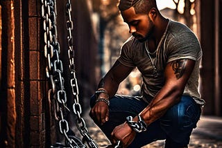 A man bound by chains