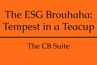 The ESG Brouhaha: Tempest in a Teacup