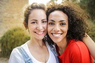 Couple hugging.