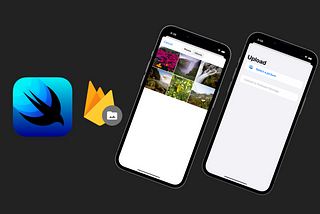 Screenshot of iPhones with the SwiftUI and Firebase logo