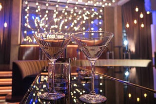 Dinner date — martini glasses and dim lights