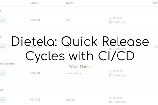 Dietela: Quick Release Cycles with CI/CD