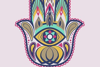 a hamsa with namaste written below