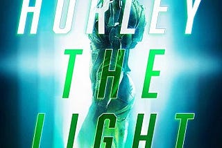 Cover of The Light Brigade by Kameron Hurley, a figure in futuristic armour side on, centred over a white flash of light, with the author’s name and book title superimposed over it