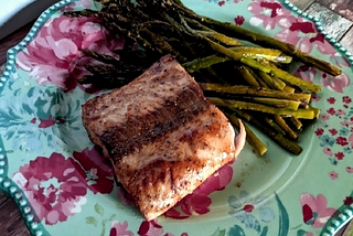 Air Fryer Salmon and Asparagus for One