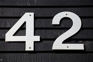 Number 42 in white, on a black background