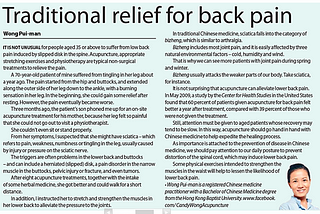 Traditional relief for back pain