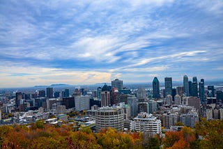 View of skyscrapers as seen from Mt Royal , Montreal