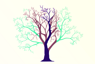 Illustration of a tree in three layers where each layer uncovers more and more of the tree itself.