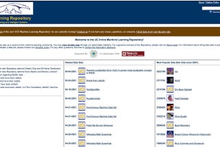 UCI ML Repository Homepage