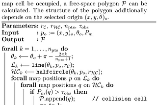 Free-space polygon implementation for obstacle avoidance in path planning.