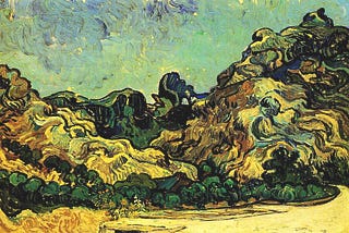 A photo of the painting Mountains at St Remy by Vincent Van Gogh