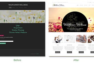 A sample visual “Before and After” of website which, while dramatic, doesn’t really offer much in the point of comparison or showing that your solution goes beyond a visual one