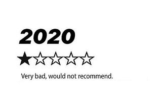 If 2020 could be rated: 1 star rating out of five. Text underneath the stars read: very bad, would not recommend.