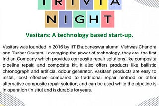 TRIVIA NIGHTS Vasitars: A technology based start-up