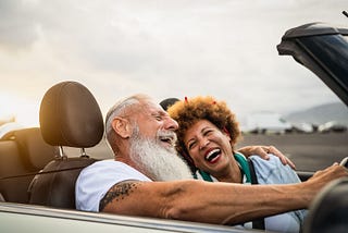 Mature couple having fun together