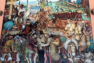 From https://es.m.wikipedia.org/wiki/Archivo:Murales_Rivera_-_Ausbeutung_durch_die_Spanier_1.jpg