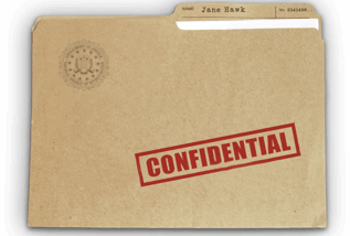 file folder used to put reports away with the stamp “confidential” on it.