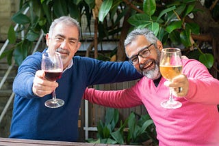 Men Drinking Wine Together