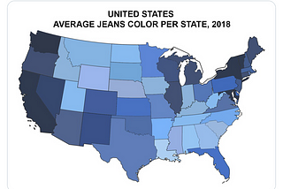 Average Jeans Color by State, 2020