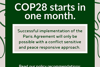 Peace@COP28: Recommendations for accelerating climate action in communities affected by conflict