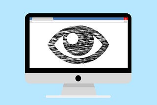 A computer monitor with an eye in a browser.