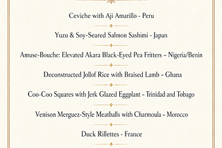 The tasting menu for a dinner with a diverse group of friends