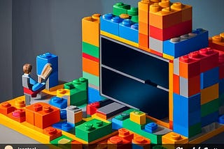 Nightcafe prompt: Lego blocks inside a computer monitor