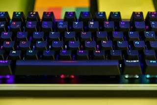 A gaming keyboard lying on the table