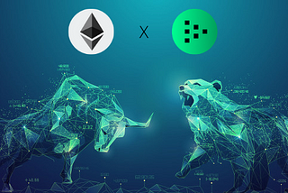 Image of a bull and bear with ETH and LPT above them