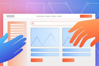 Graphic image depicting two hands reaching towards a website. Designed by Diana Isaieva from Composite Global.