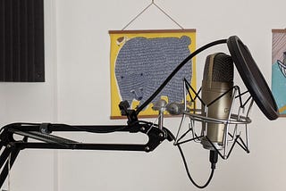 Part of my home studio audio setup: a microphone on an arm