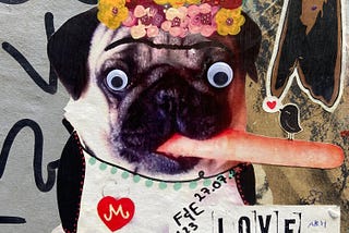 A funny grafitti with a pug as the main highlight.