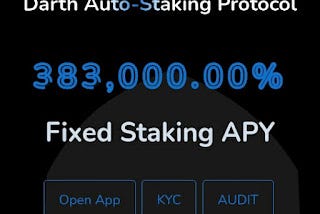 DARTH — Launches Most Powerful Auto Staking of DeFi, earns up to 383,000% APY
