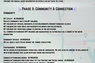 Zombies in Fairbanks NFT Roadmap