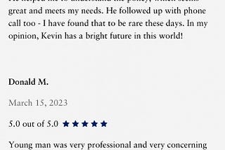 “Customer Testimonials for Kevin Pummill, Insurance Agent”