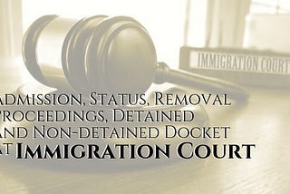 Admission, Status, Removal Proceedings, Detained and Non-detained Docket at Immigration Court