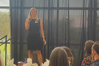 Mid-speech at the banquet