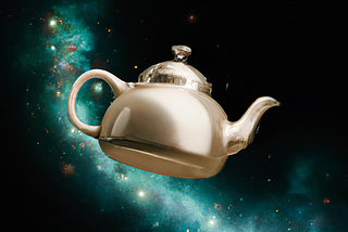 teapot floating in space