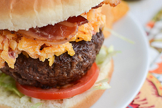 Bacon and pimento cheese burgers