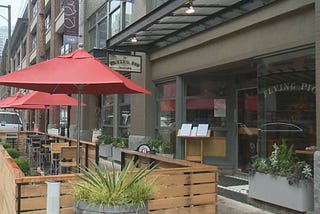 Outdoor dining patio area