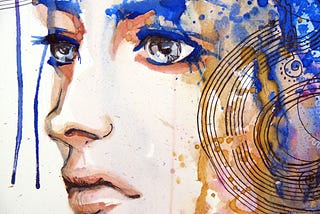artistic rendition of woman’s profile, pensive expression