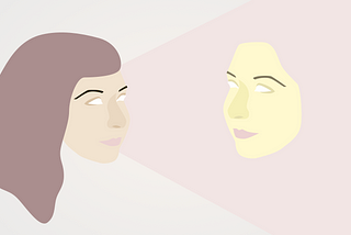 Self Awareness, reflection of face illustration