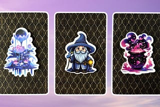 Three tarot pick a cards piles: pile 1 — flowers, pile 2 — wizard, and pile 3 — cauldron