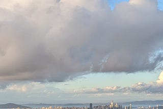 Picture of San Francisco from the south with looming clouds